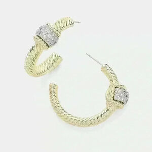 14KGP Hope Earrings w/ Simulated Stones